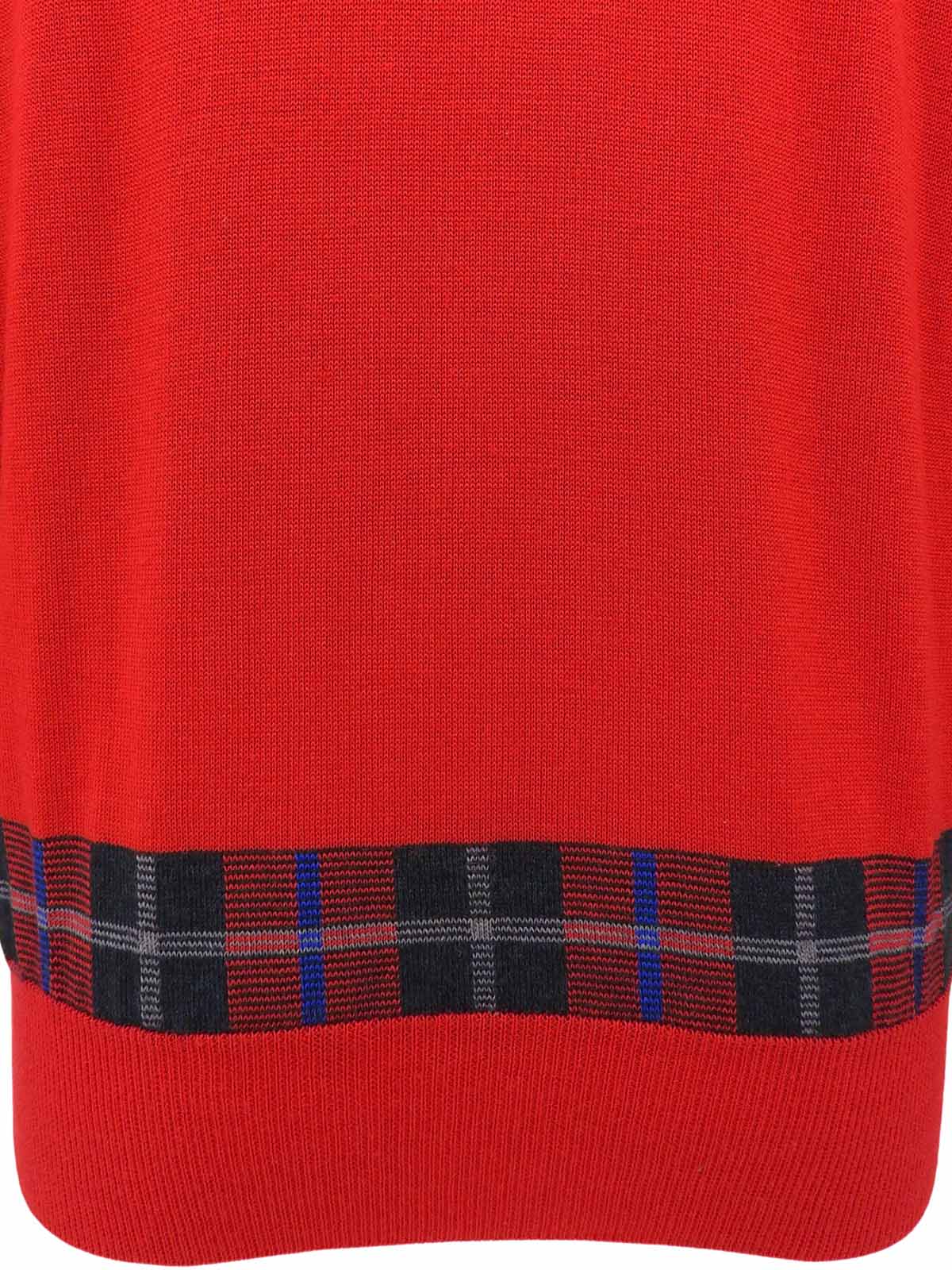 チェックデザインロゴ刺繍セーター レッド/ブラック