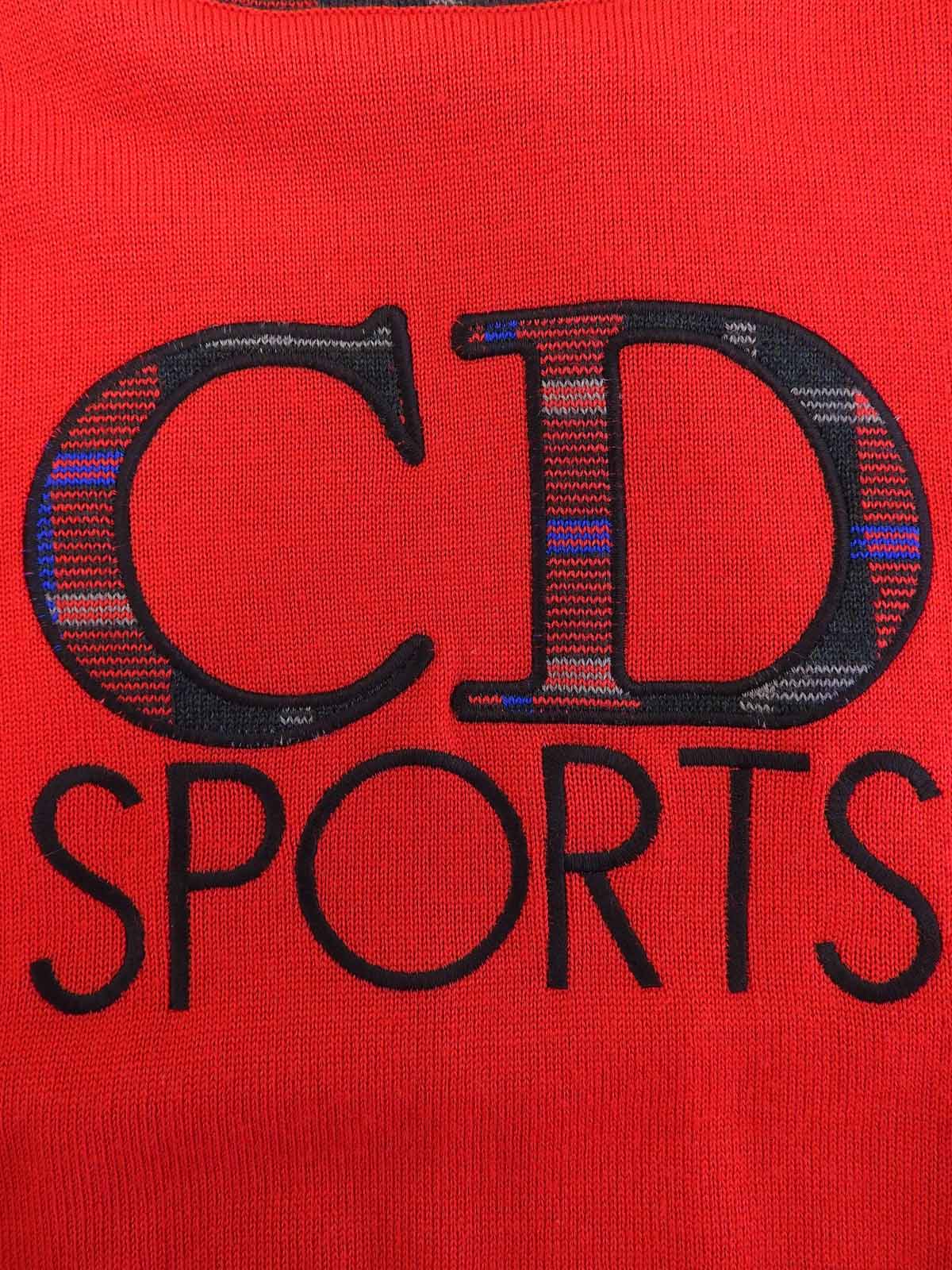 チェックデザインロゴ刺繍セーター レッド/ブラック