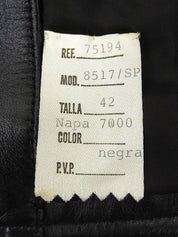 レザーアナグラムボタンロングコート ブラック