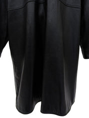 レザーアナグラムボタンロングコート ブラック