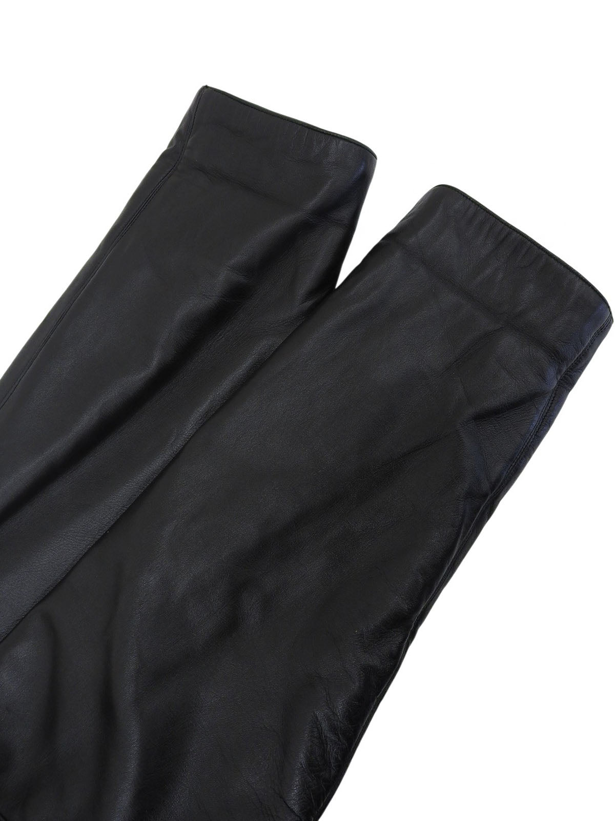 レザーアナグラムボタンロングコート ブラック