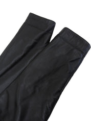 レザーアナグラムボタンロングコート ブラック