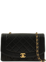 1992 Diana Flap Chain Bag 25cm Black