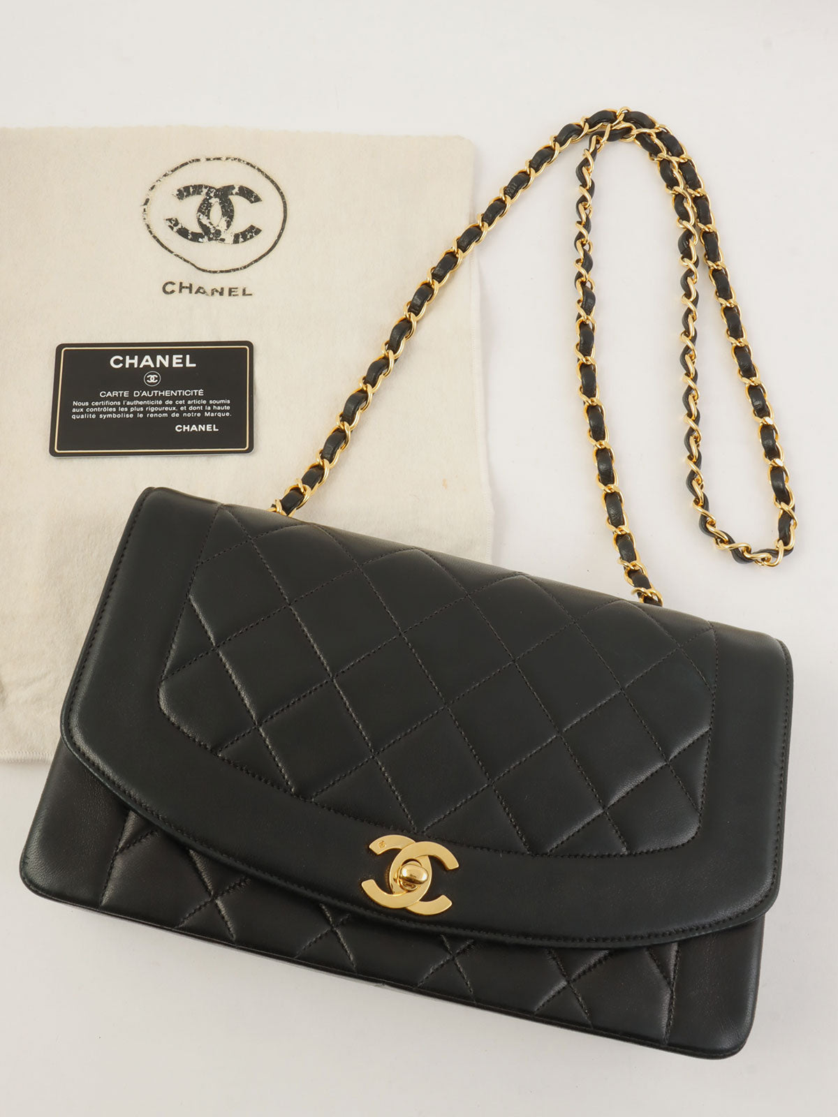 1992 Diana Flap Chain Bag 25cm Black