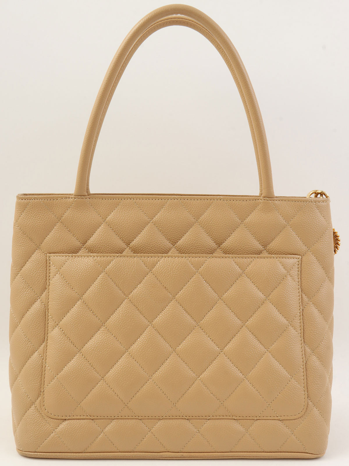 2005 Caviar Skin CC Mark Stitch Reprint Tote Bag, Beige