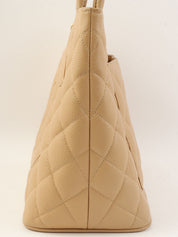 2005 Caviar Skin CC Mark Stitch Reprint Tote Bag, Beige