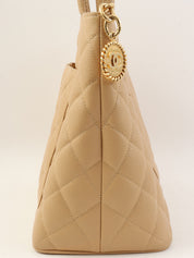 2005 Caviar Skin CC Mark Stitch Reprint Tote Bag, Beige