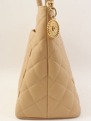 2005 Caviar Skin CC Mark Stitch Reprint Tote Bag, Beige