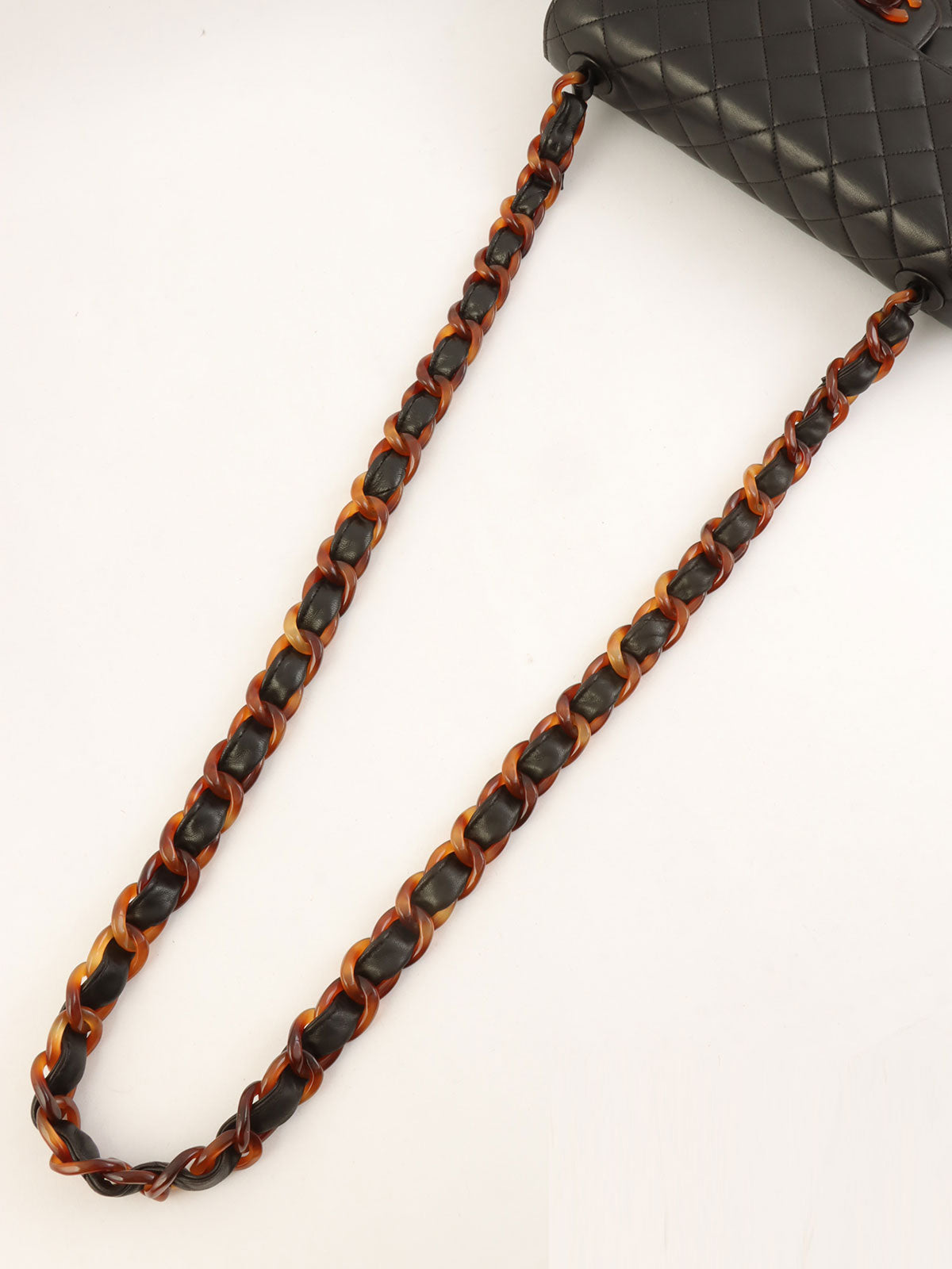 Circa 1995 CC Turnlock Plastic Chain Shoulder Bag in Black/Brown