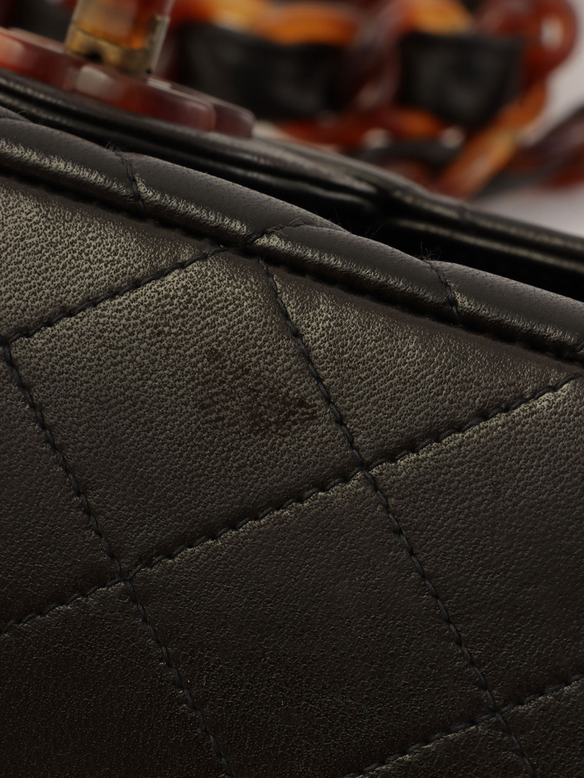 Circa 1995 CC Turnlock Plastic Chain Shoulder Bag in Black/Brown