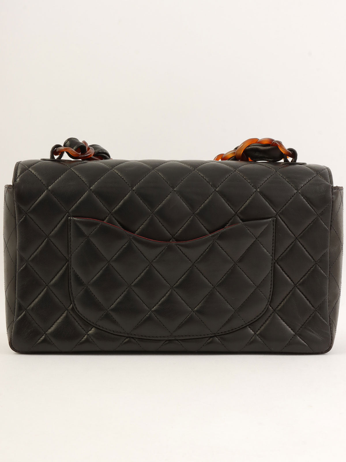 Circa 1995 CC Turnlock Plastic Chain Shoulder Bag in Black/Brown