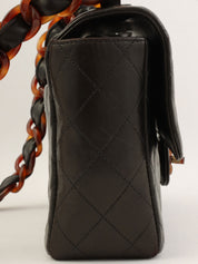 Circa 1995 CC Turnlock Plastic Chain Shoulder Bag in Black/Brown