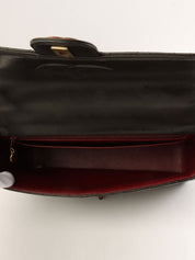 Circa 1995 CC Turnlock Plastic Chain Shoulder Bag in Black/Brown