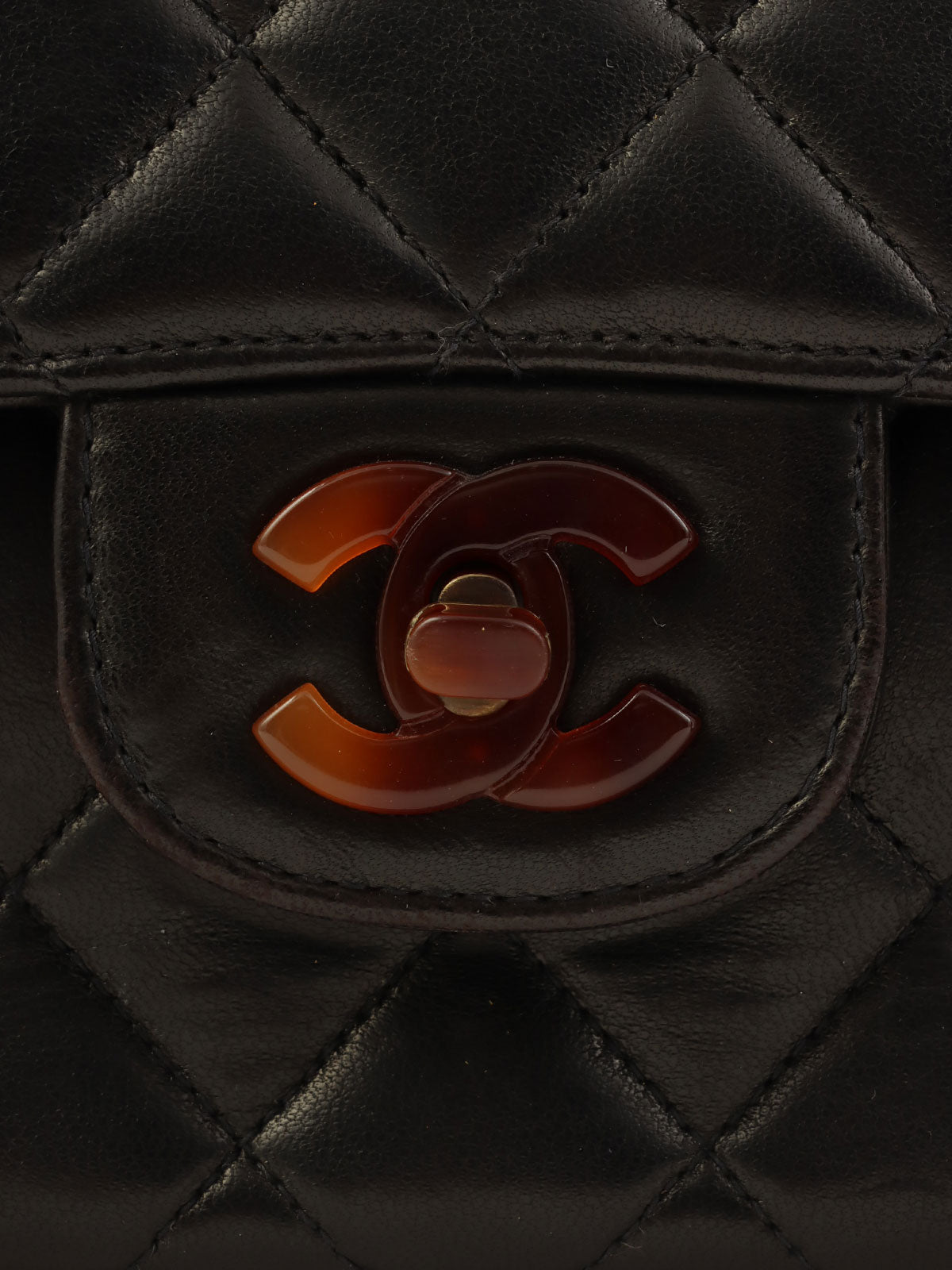 Circa 1995 CC Turnlock Plastic Chain Shoulder Bag in Black/Brown