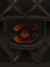 Circa 1995 CC Turnlock Plastic Chain Shoulder Bag in Black/Brown