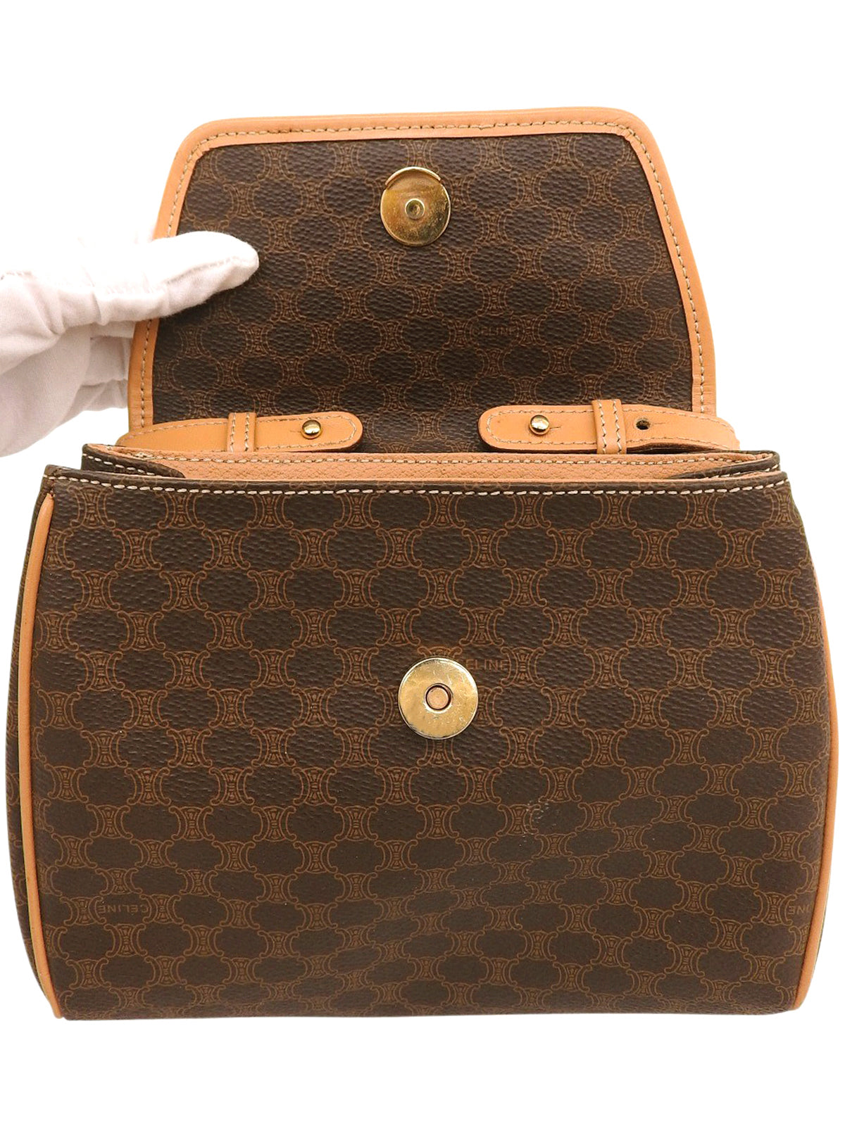 マカダムパターンサークルロゴショルダーバッグ ブラウン