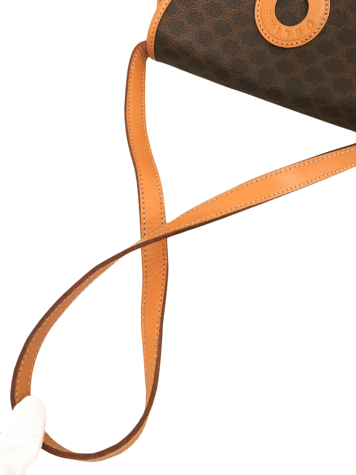 マカダムパターンサークルロゴショルダーバッグ ブラウン