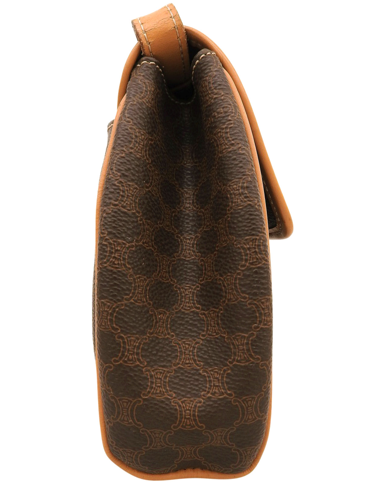 棕色圆形Logo图案单肩包