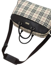 Nova Check Pattern Boston Bag in Beige/Brown