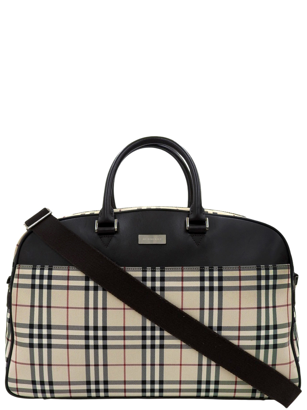 Nova Check Pattern Boston Bag in Beige/Brown