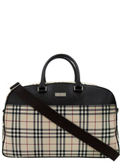Nova Check Pattern Boston Bag in Beige/Brown
