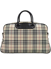 Nova Check Pattern Boston Bag in Beige/Brown