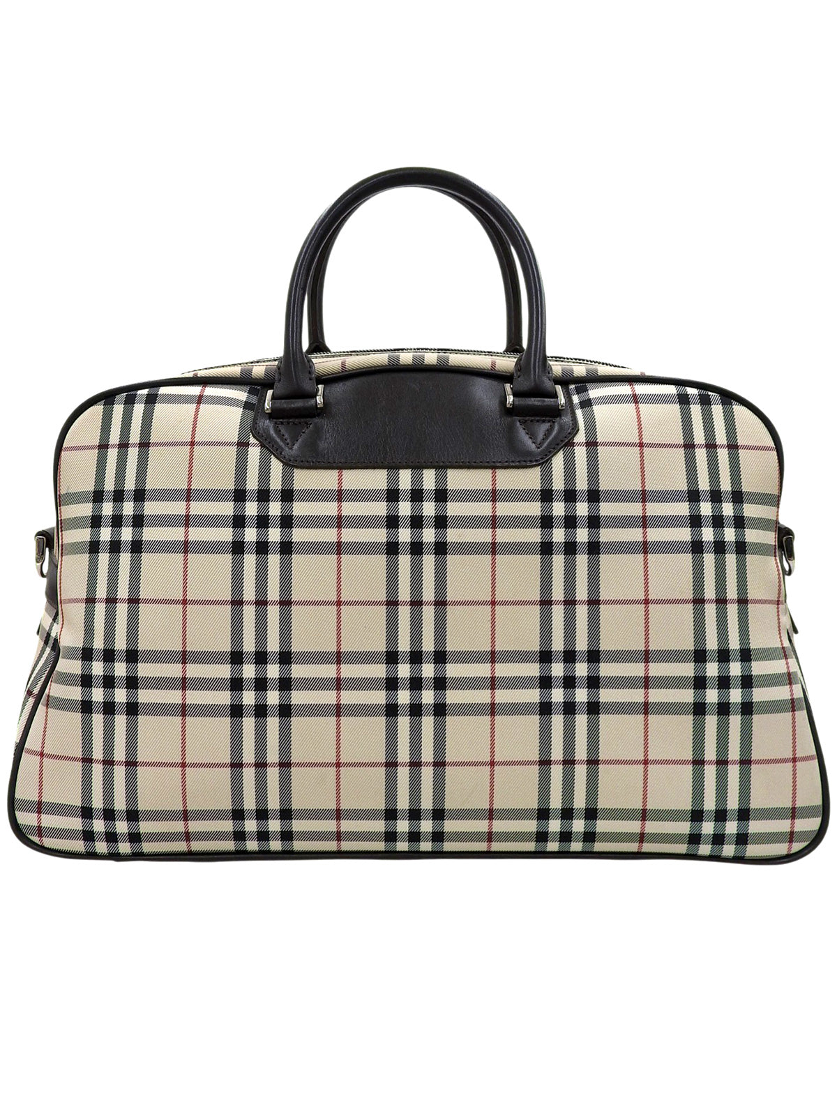 ノバチェックパターンボストバッグ ベージュ/ブラウン