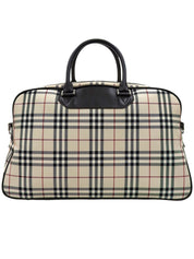 ノバチェックパターンボストバッグ ベージュ/ブラウン