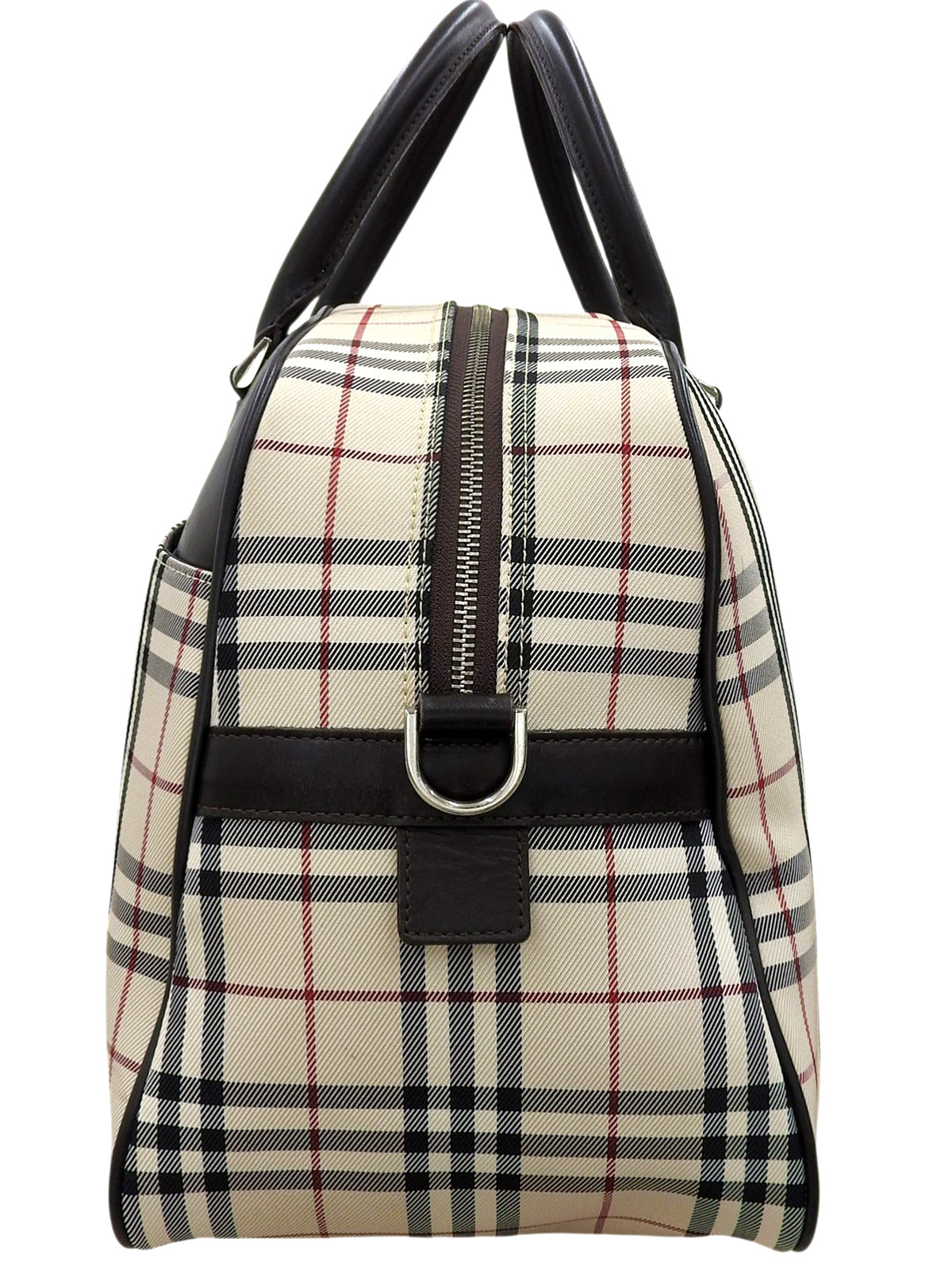 Nova Check Pattern Boston Bag in Beige/Brown