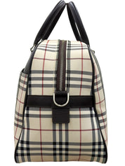 Nova Check Pattern Boston Bag in Beige/Brown