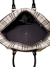 ノバチェックパターンボストバッグ ベージュ/ブラウン