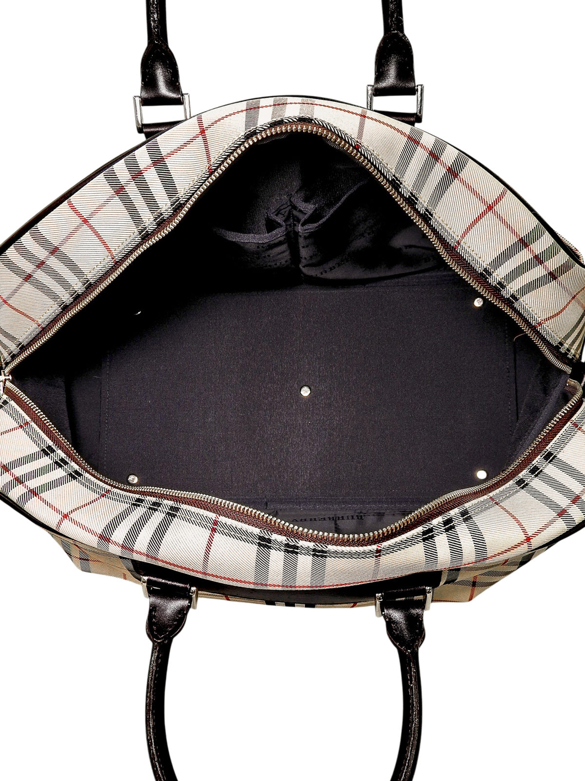 Nova Check Pattern Boston Bag in Beige/Brown