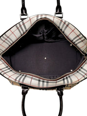Nova Check Pattern Boston Bag in Beige/Brown