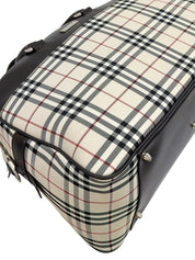 ノバチェックパターンボストバッグ ベージュ/ブラウン