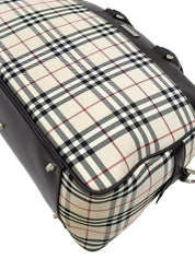 Nova Check Pattern Boston Bag in Beige/Brown
