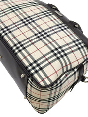 ノバチェックパターンボストバッグ ベージュ/ブラウン