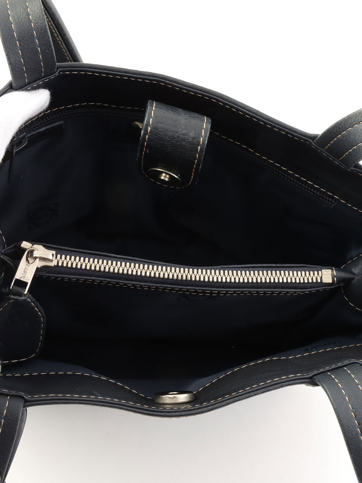 Anagram Embossed Tote Bag Navy