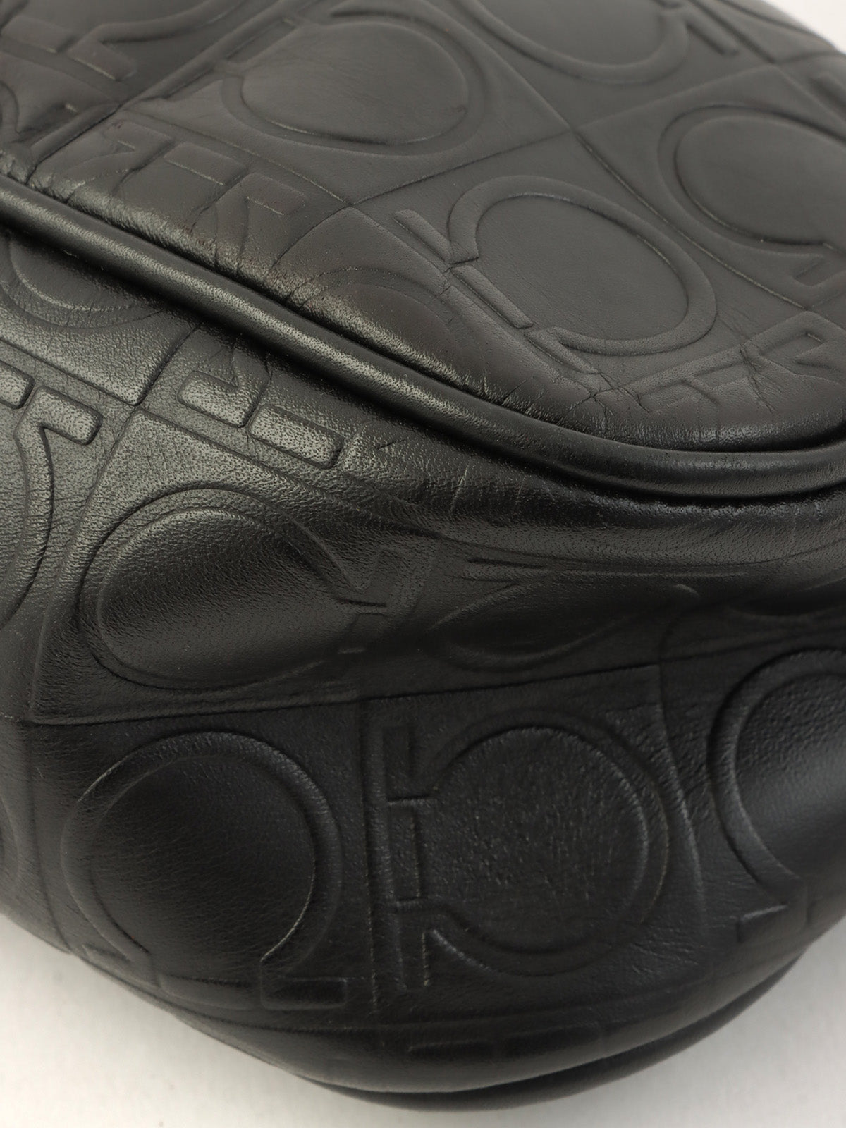 Gancini Pattern Handbag in Black