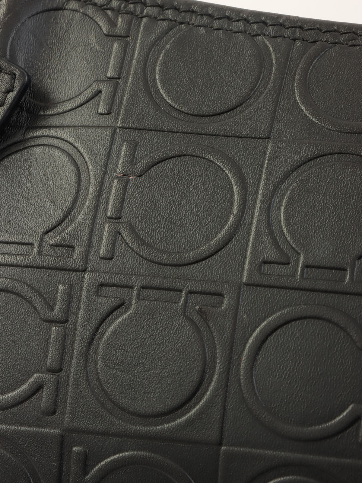 Gancini Pattern Handbag in Black