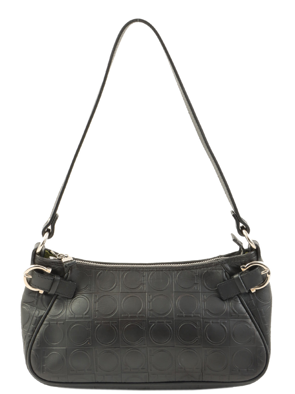 Gancini Pattern Handbag in Black
