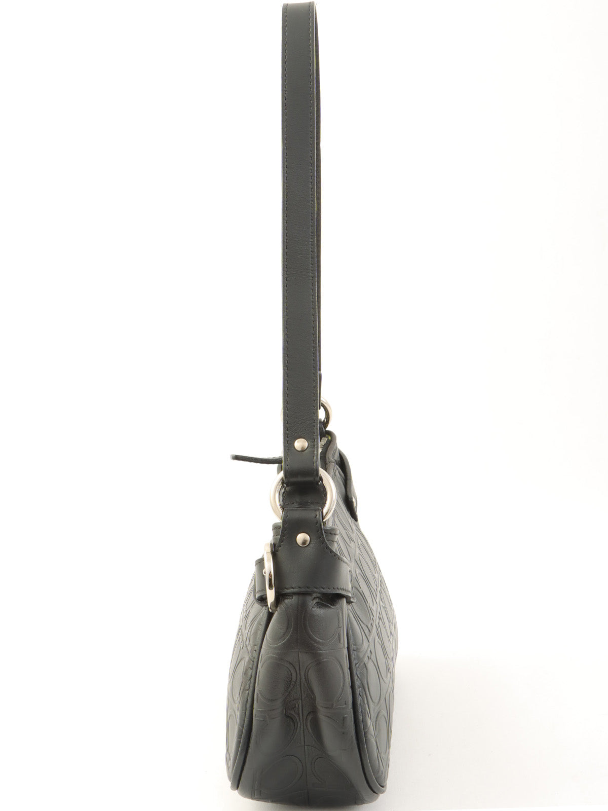 Gancini Pattern Handbag in Black