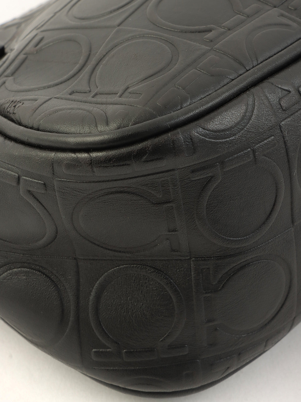 Gancini Pattern Handbag in Black