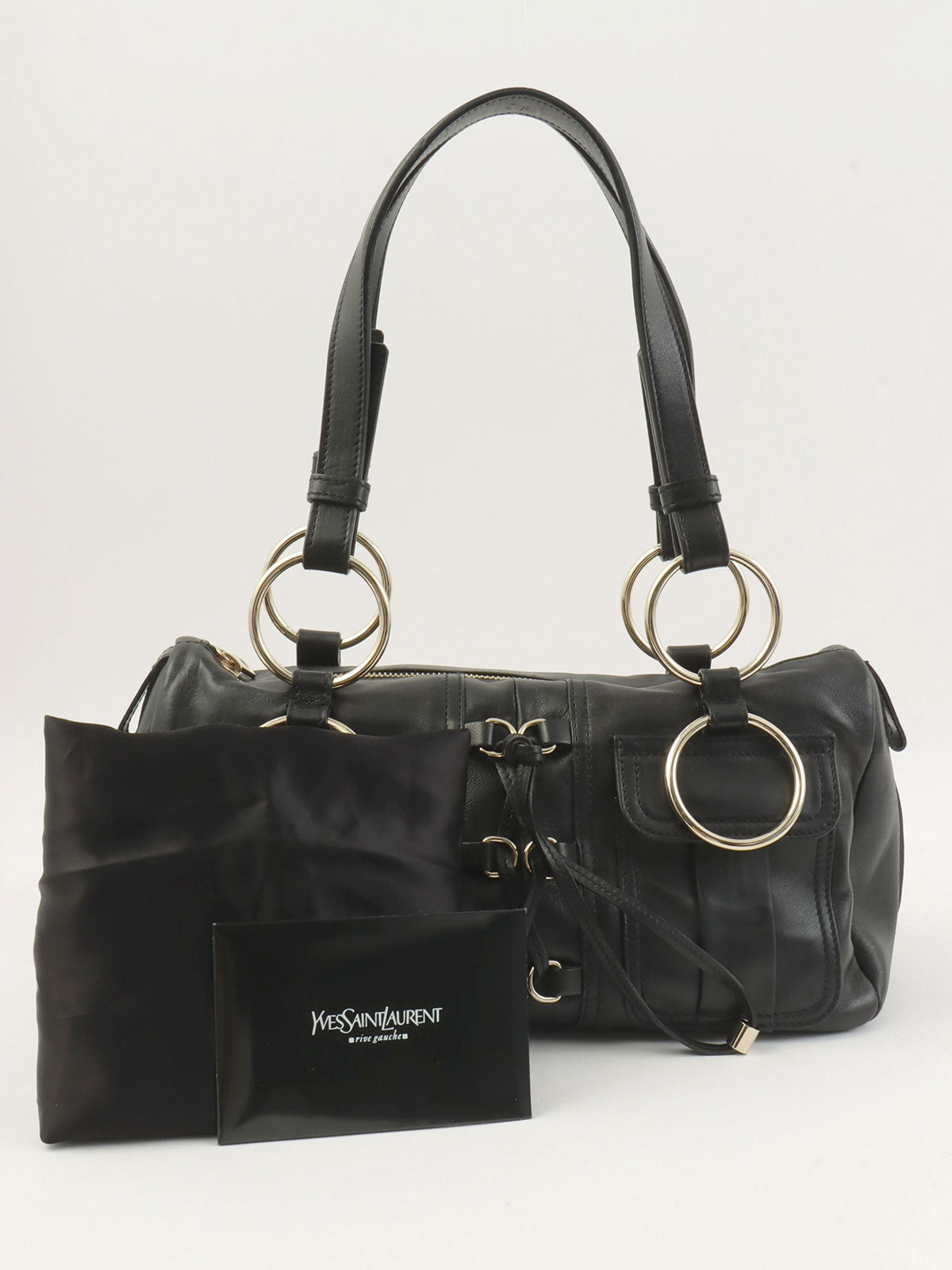 Lace-up Ring Handbag in Black