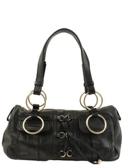 Lace-up Ring Handbag in Black