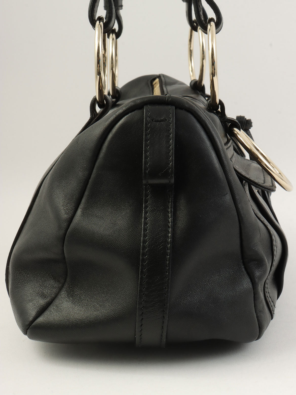Lace-up Ring Handbag in Black