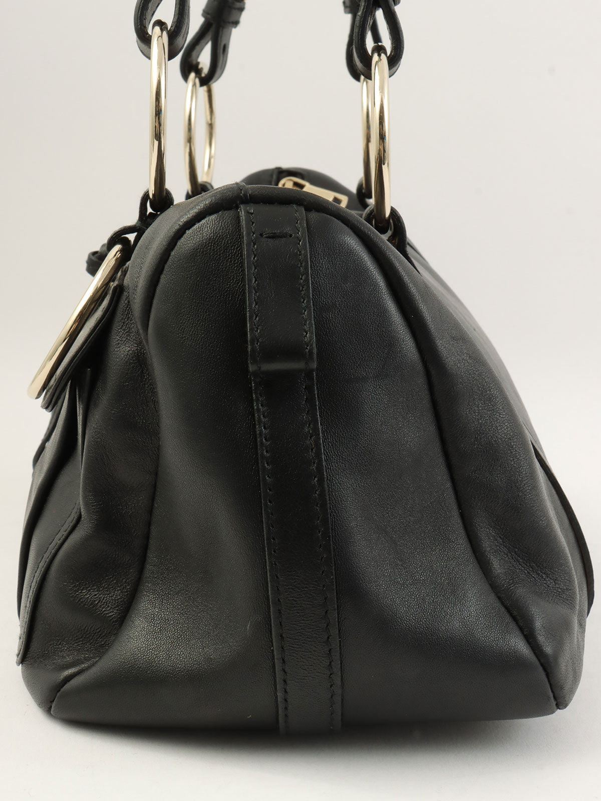 Lace-up Ring Handbag in Black