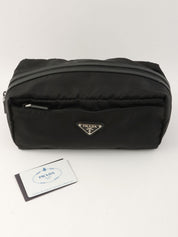 Nylon logo plate pouch, black