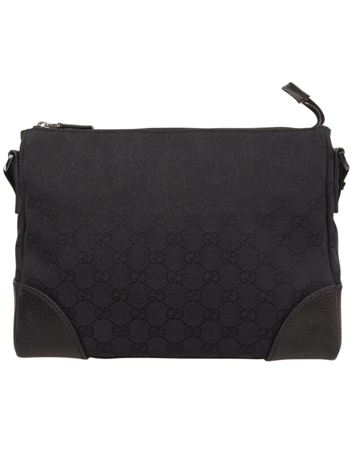 黑色帆布 GG 图案单肩包