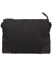Canvas GG Pattern Shoulder Bag in Black