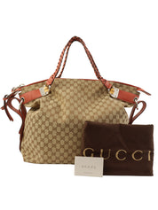 Canvas GG Pattern Tote Bag Beige/Salmon Pink